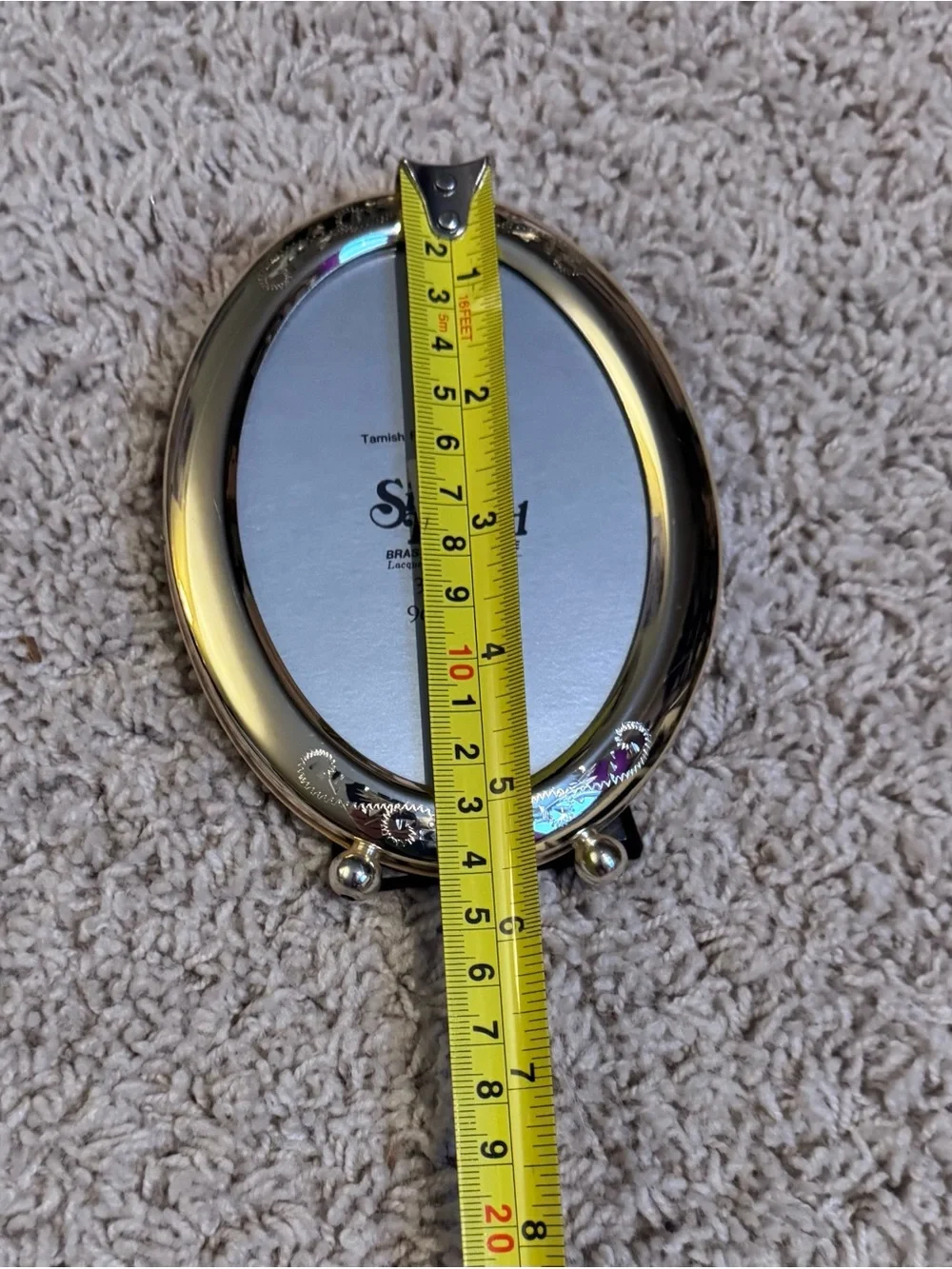 Vtg Silver Plated Brass Oval Photo Frame, Floral Engraved, Easel Back 3.5x5